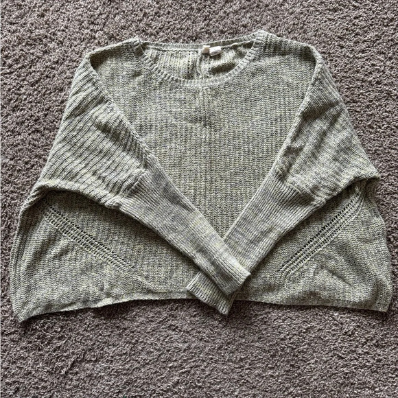 MOTH Super Oversized Boxy Cropped Sweater Lime Green Gray Size Small - Picture 1 of 4